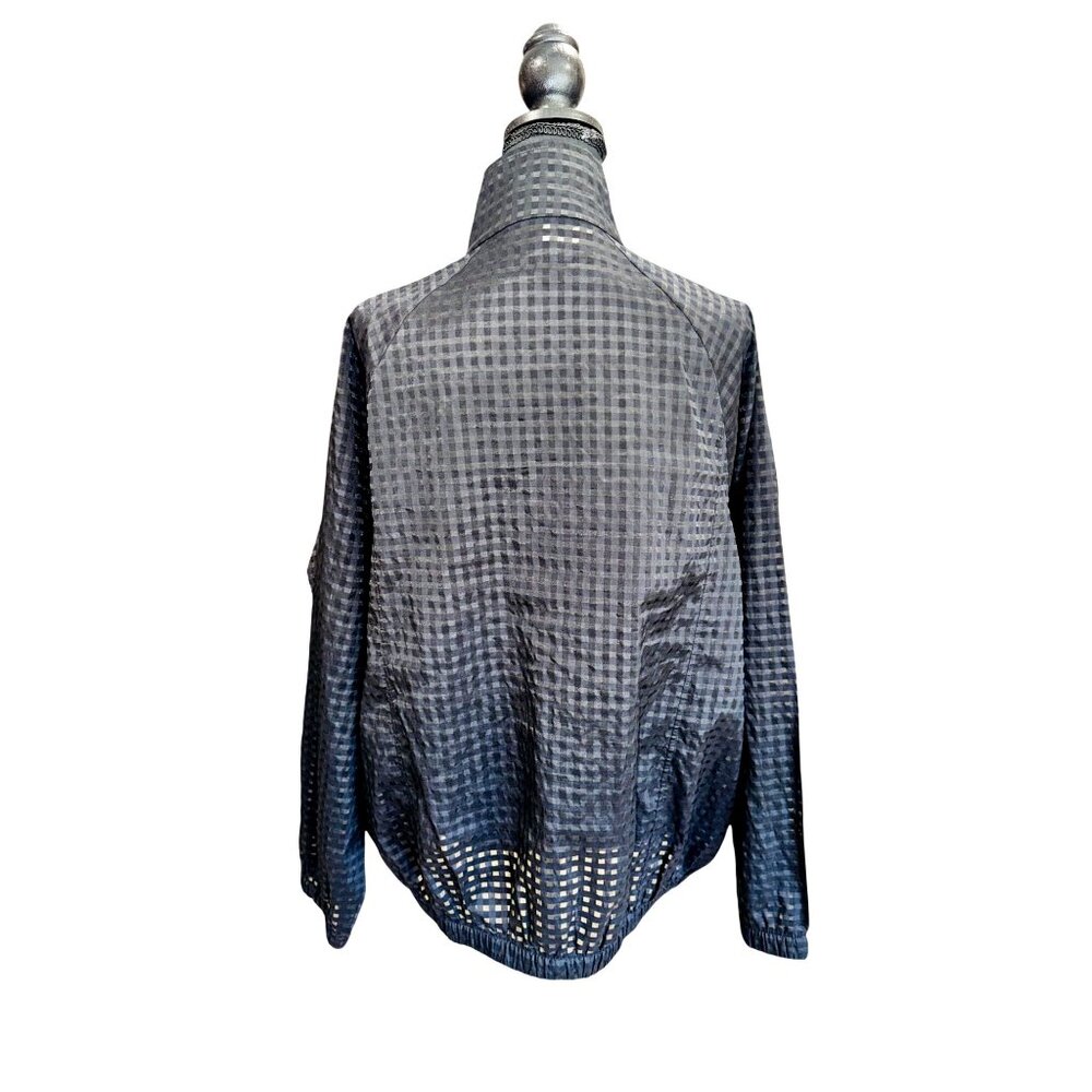 Fabletics Cleo Black Checkered Lightweight Full-Zip Jacket Womens L Workout Gym - Picture 2 of 12